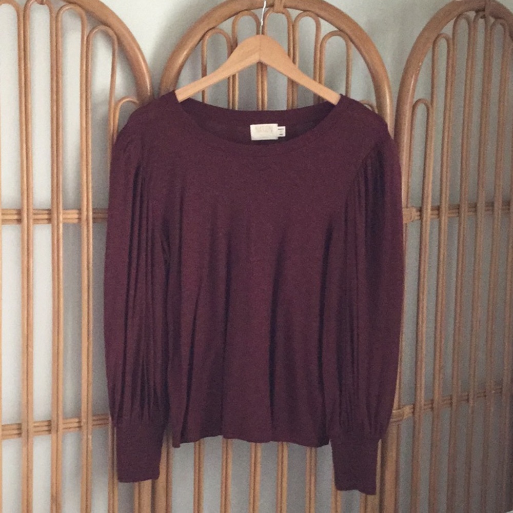 Anthropologie Nation LTD maroon smocked peasant tee size medium